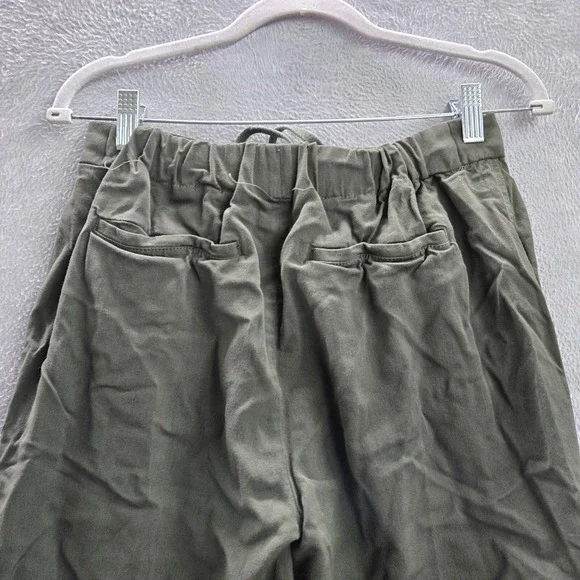 Vince Women Pants Medium Green Cropped Drawstring Pockets High Rise 22 in Inseam - Picture 7 of 12